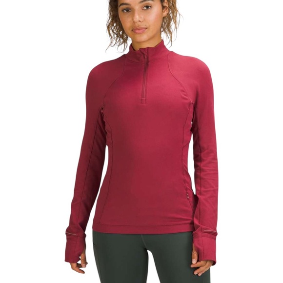 lululemon athletica Tops - Lululemon Mulled Wine Red Its Rulu Run Half Zip Long Sleeve Top